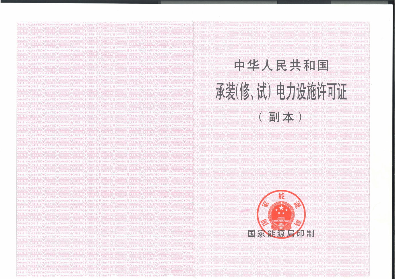 承裝（修、試）電力設(shè)施許可證